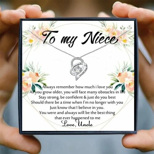 Niece Gift Necklace Family Jewelry Clear Cubic Zirconia Pendant Necklaces For Women Wedding Gift to Niece from Uncle Christmas