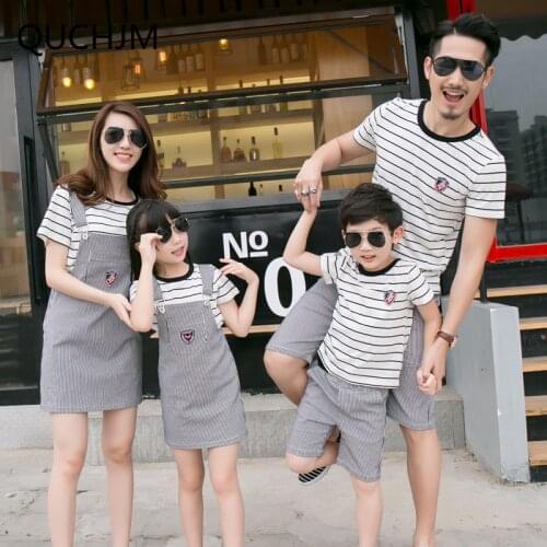 Family Matching Outfits Striped Family Clothing Mom/Mother and Daughter Clothes Father and Son Clothes Family Clothing Sets