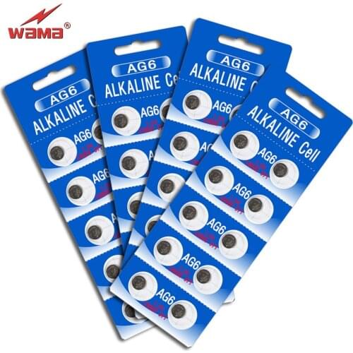 40pcs/lot Wama AG6 1.5V Alkaline Button Cell Batteries SR920SW SR69 SG6 LR69 171 920 Watch Coin Battery for Disposable