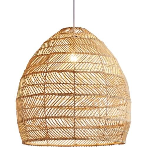 Modern Hand-woven Bamboo LED Pendant Lamp Vintage Living Room Hanging for Home Decor Industrial Lighting Fixtures Pendant Lights