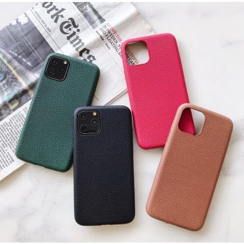 Lychee texture PU Leather Phone Case For iPhone 11 pro max X XS Max XR case Solid color phone case For iPhone 6 6S 7 8 Plus