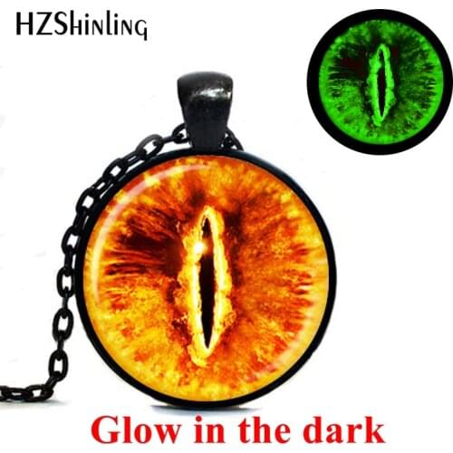 Vintage Glowing Jewelry Sauron Eye Necklace Evil Eye Pendant Jewelry Glass Cabochon Necklace Mens Womens Glowing Pendant