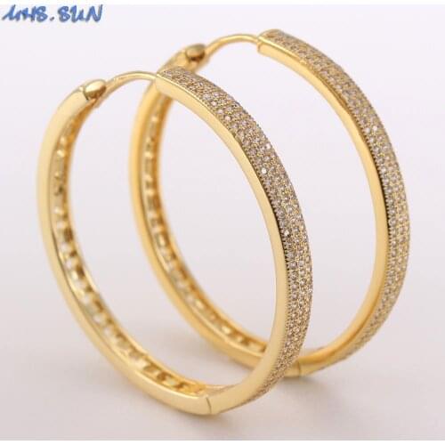 MHS.SUN Fashion Women Big Hoop Earrings Vintage Mosaic Zircon Loop Earrings Elegant Circle Ear Jewelry For Girls Female