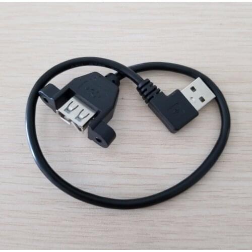 10pcs/lot 90 Degree Left Angle Pannel Mount USB Female with Screw to USB 2.0 A Male Data Cable 30cm