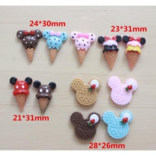 10pcs/lot kawaii flatback resin mouse shaped simulated icecream biscuits foods resin cabochons accessories