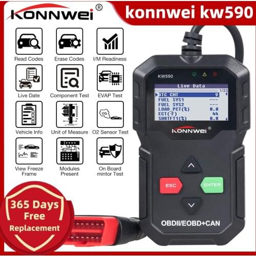 2021 OBD Diagnostic Tool KONNWEI KW590 Car Code Reader automotive OBD2 Scanner Support Multi-Brands Cars&languages Free Shipping