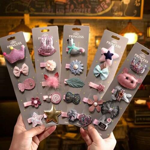 5pcs/set Cute Princess Hairpins Baby Girl Hair Clips Bows Barrette Accessories for Kids Children Flower Hairclip Headdress