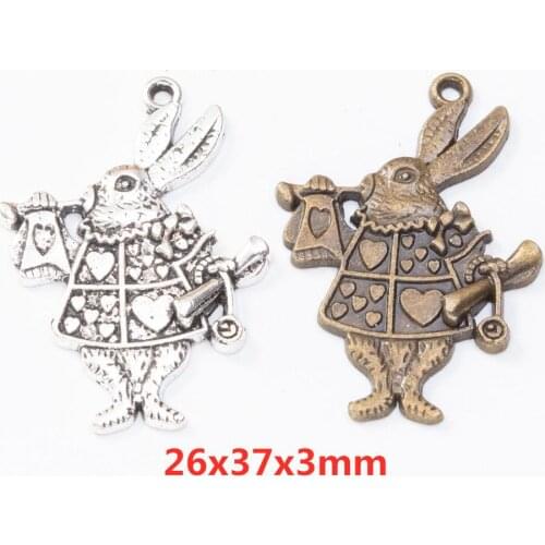 50pcs 26*37MM Tibetan silver color metal rabbit bunny charms antique bronze pendants for bracelet necklace earring diy jewelry
