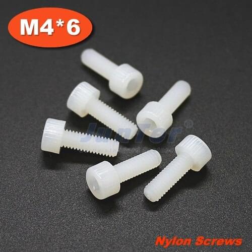500pcs/lot M4*6 Nylon Allen Bolt Hex Socket Head Cap Screws