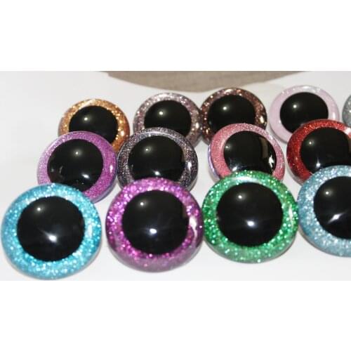 500pcs--N18-22mm-50mm DIY new glitter round safety clear toy eyes+hard washer+ glitter --color option