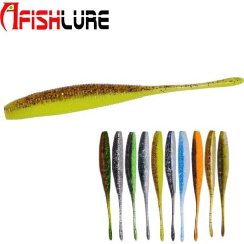 Afishlure Swing Grub Worm Soft Worm Lure 100mm 3.7g 6pcs a Bag Soft Fishing Lure Bass Perche Bait