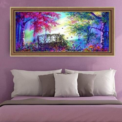 New 5D DIY AB Diamond Painting Color Forest Full Circle Square Diamond Embroidery Rhinestone Mosaic Wall Art Picture