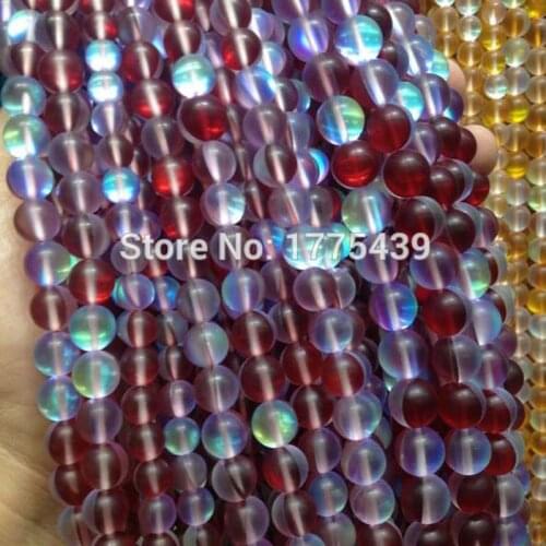 Free Shipping 6 8 10 12mm Discolor Red Rock Crystal Quartz Round Gem Loose moon stone Beads DIY Creative Jewellery Making
