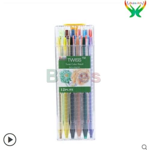 Original Japan MARVY Oil color lead 36 / 24 / 12color rotary tube painting animation color pencil Plastic penholder art aupplies