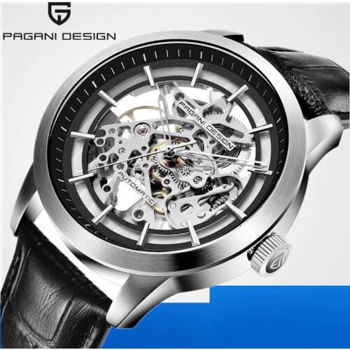 PAGANI DESIGN Brand 2019 Skeleton Hollow Leather Mens Wrist Watches Luxury Mechanical Male Clock New Relogio Masculino PD-1638