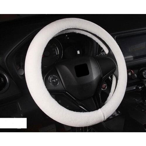 Car Steering Wheel Cover Faux Wool Handlebar Cover for Autumn Winter Universal D Type O Type Car Thickened Rubber Ring Anti-slip