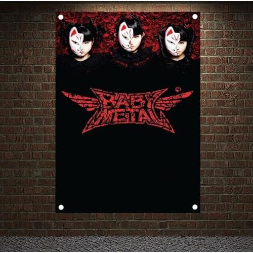 BABYMETAL Banners Scary Bloody Rock Band Team Logo Concert Posters Flag Popular Music Theme Painting Bar Cafe Wall Decoration