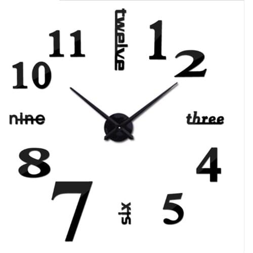 DIY 3D Mirror Large Wall Clock Modern Simple Acrylic Sticker Self Adhesive Clocks Living Room Home Decoration Clock On the Wall