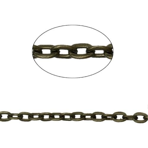 Doreen Box Lovely 10M Bronze Tone Flat Link-Opened Chains 3x2mm (B12778)