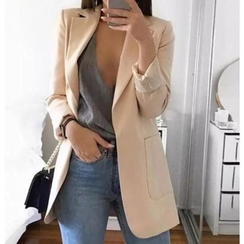 Elegent Solid Color Lapel Long Sleeve Business Women Blazer 5XL Coat Suit Jacket Female Outerwear Blazers Outerwear High Quality