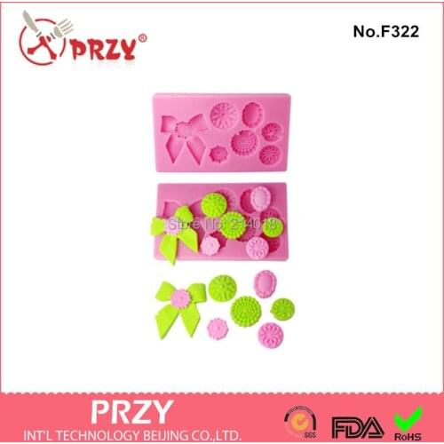 Fondant Cake Decoration Mold Soap Mold 100% Food Grade Raw Material Jelly Mold No.f322 Buttons Bowknot Shaped Silicone Moulds