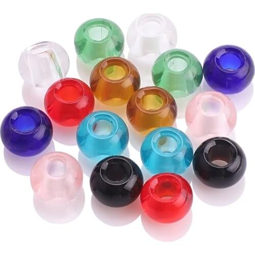 100Pcs Glossy Glass Round Beads With Big Hole 8x14mm European Crystal Spacer Beads Charm Pendant For Jewelry Making Accessories