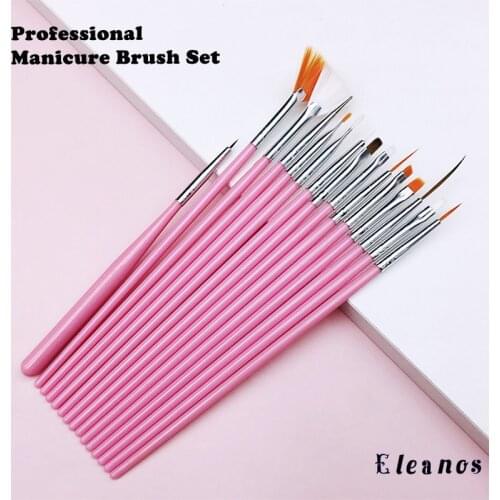 Eleanos 15Pcs/Set Nail Brush For Manicure Gel Brush For Nail Art Nail Brush Acrylic Liquid Powder Carving Gel Brush