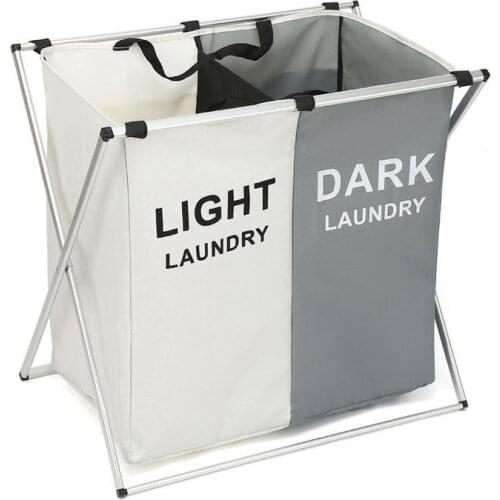 Dirty Clothes Storage Basket Three Grid Organizer Basket Collapsible Large Laundry Hamper Waterproof Home Laundry Basket