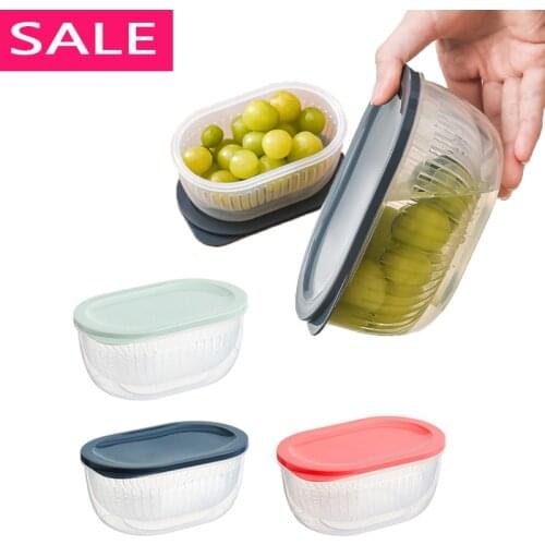 Kitchen Storage Box Fresh-Keeping Box Refrigerator Fruit Vegetable Drain Crisper Kitchen Food Container storage box