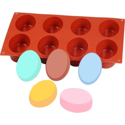 Hot 8-Cavity Oval Shape Soap Mould Silicone Candle Mold Cake Cookie Tray Homemade Making DIY Ice Cube Candy Cupcake