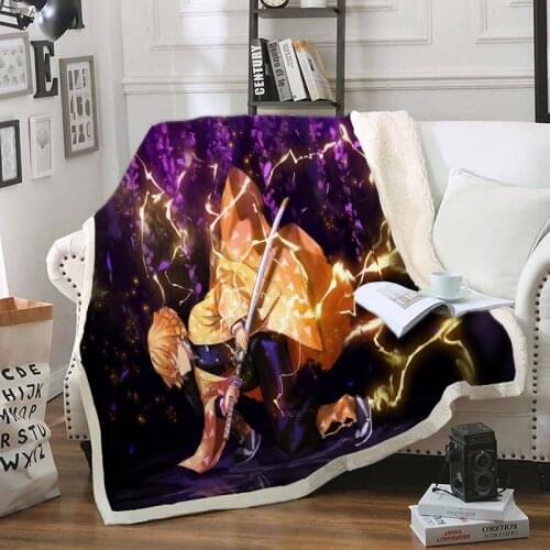 Hot Sale Demon Slayer 3D Printed Fleece Blanket for Beds Thick Quilt Fashion Bedspread Sherpa Throw Blanket Adults Kids