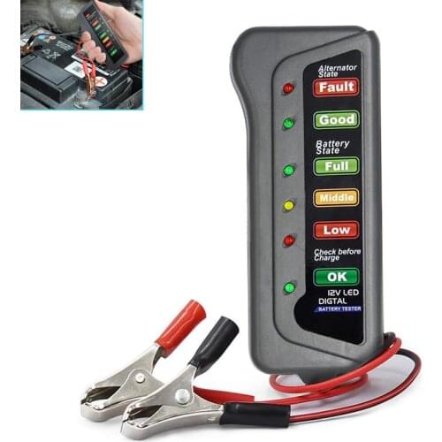 Mini 12V Car Battery Tester Digital Alternator Tester Check Pen 6 LED Light Display Car Diagnostic Tool Car Car Battery Tester