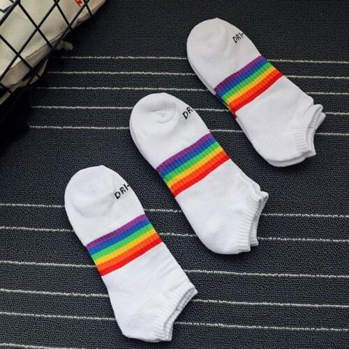 Fashion Women Socks Cotton Rainbow Striped Socks Classic Warm Casual Tide Harajuku Funny Cute Korean Socks Christmas Gift