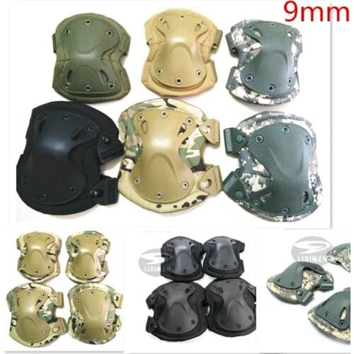 9MM Tactical paintball protection knee pads & elbow pads set Sports Safety Protective Pads Protector Gear Hunting Shooting Pads