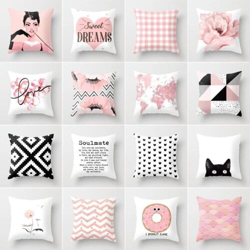 Nordic New Portrait Pink Simple Style Pillow Cover Car and Sofa Big Cushion Throw Pillowcase Nap Pillow