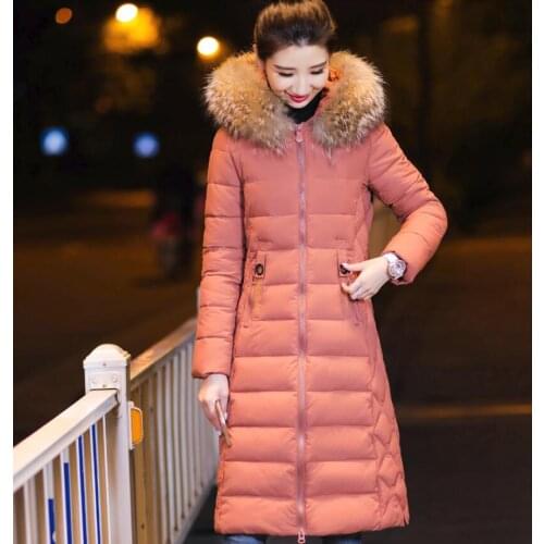 2018 new cotton coat long paragraph over the knee down cotton padded embroidery Slim warm winter womens cotton jacket
