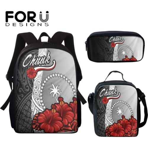 FORUDESIGNS Polynesian With Chuuk Printed Satchel for Student 3Pcs/set Primary Children Stylish Back Pack Kid Book Bag Bagpacks