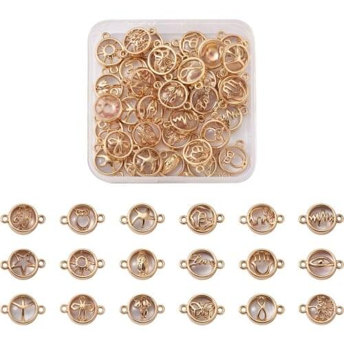 Golden Plated Flower Heartbeat Elephant Owl Tree of Life Star Butterfly Crystal Glass Flat Round Pendant Charms Links Connectors