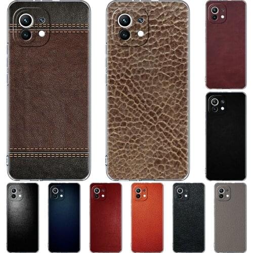 Clear Case for Xiaomi Mi Poco X3 NFC M3 11 10T Lite Phone Soft Cover Note 10 Pro 9T Transparent Celular Capa Leather Pattern