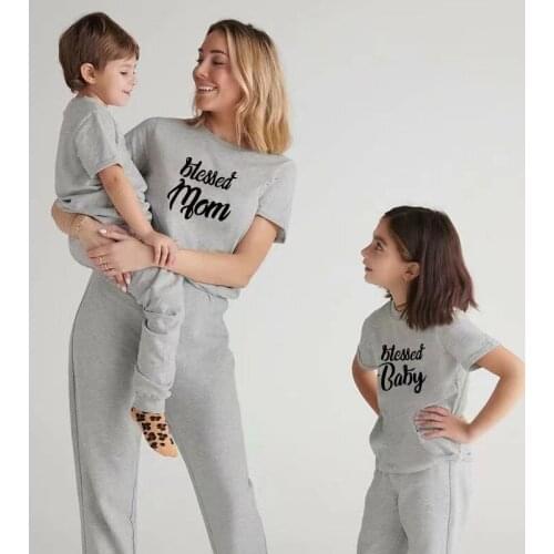 Mother Father Daughter Son Matching Clothes Family T Shirts Blesset Dad Mom Baby Shirt Mommy Daddy Kids Girl Boy Family Look Set