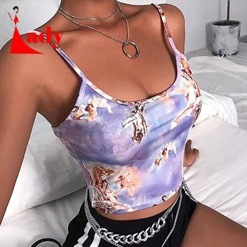 Sexy Slim Sling Angel Print Summer Camisole Womens Sexy Streetwear Short Cropped Navel Bra Top