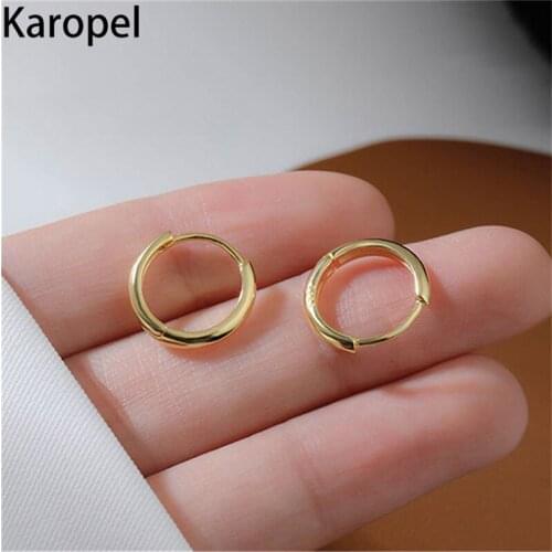 Karopel Copper Jewelry Earrings Small Hoop Earrings for Women Fashion Korean Female Silver Earrings Jewelry Girls Plain