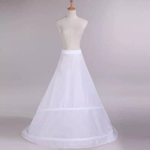 Wedding Dress Trailing Skirt Petticoat Yarnless 2-hoops Elastic Waist Drawstring Adjustable Fishtail Slip Skirts