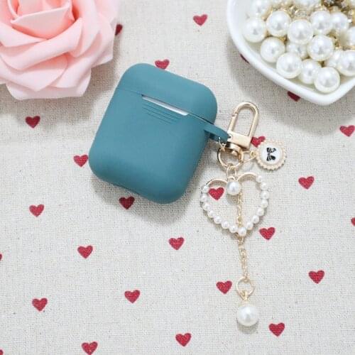 Pearl Pendant For Airpods 2 1 Case Silicone Earphone Case Soft Bluetooth Wireless Headset Cover Cute Luxury Pearl Gifts Bow
