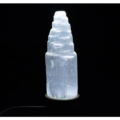 1pcs Moroccan 100%Natural Selenite Gypsum Cylindrical Tower Spar Bedroom Light Reiki Healing Home Decor Collect