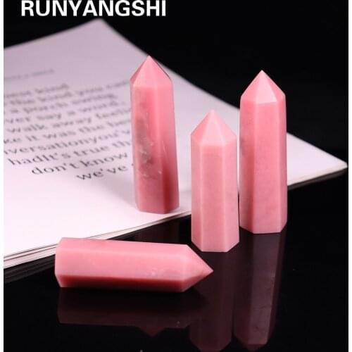 1PC Natural Crystal Quartz Angel-skinOpal Crystal Point Pink opal Healing Stone Crystal Wand Obelisk Energy Stone Ornaments