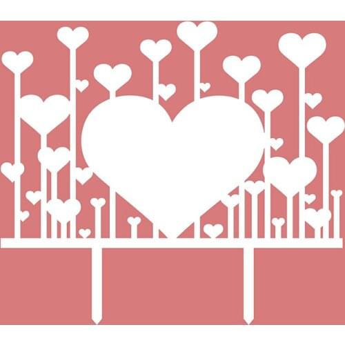 10pcs/lot Love Heart Forest Acrylic Cake Flag Topper Multi Colors For Wedding Anniversary Party Cake Baking Decor