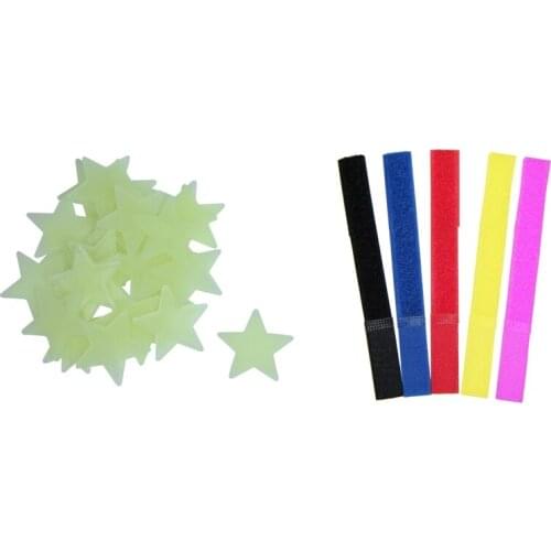 35 x Mini Stars Phosphorescent Wall Stickers with 8Pcs Straps 170mm x 20mm Organiser Laptop PC TV Cable Ties