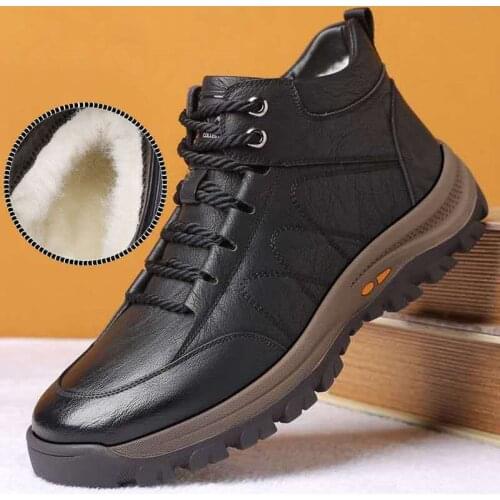 444 Vogue Mens Casual Leather Shoes Outdoor Sports Hiking Trekking Shoes Business Soft Anti-slip Driving Shoes Dad Shoes 358