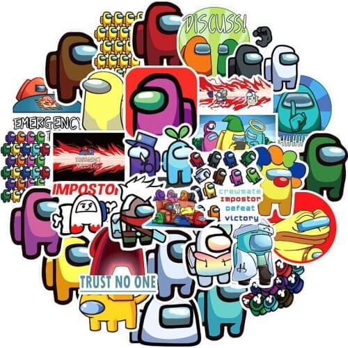 50pcs/100pcs Among Us Graffiti Waterproof Stickers for Mobile Phone Skateboard Notebook Computer Decal Cartoon Toy